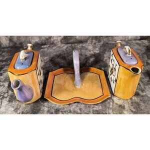 1920s Hotta Yu Shoten & Co Lusterware Teapot Set With Bird Design